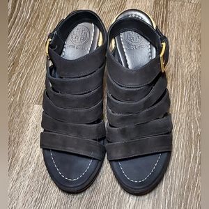 Tory Burch Espadrille Bailey Multi-Strap Wedge Black Sandal Black Size 7 M